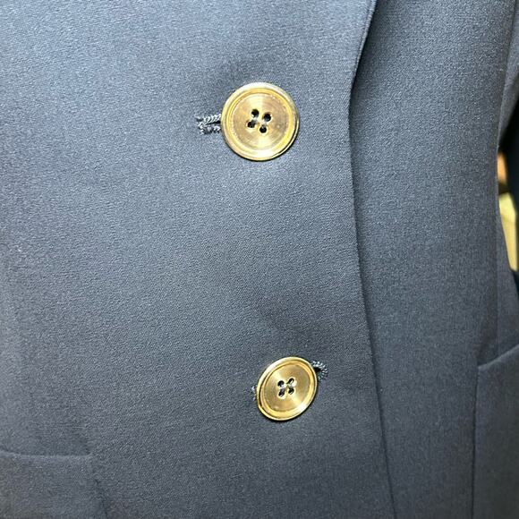 Escada Blazer Black Gold Buttons 2 Button Closure New Wool Jacket 38 Classic - Picture 5 of 9